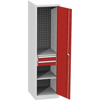 Skříňka na nářadí Univerzální dílenská skříň, 2 police, 2 zásuvky, 1950 x 505 x 600 mm, ČERVENÁ