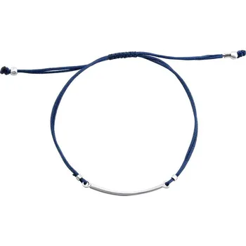 Náramek Dětský textilní náramek se stříbrnou destičkou - tmavě modrý Rytina: Bez rytiny