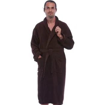 Pánský župan Hnědý dlouhý pánský župan s šálovým límcem - FROTÉ 1ZF3076 hnědá s