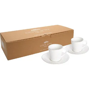 Hrnek na čaj s talířkem, NOVA GIFT, bílá, DÁRKOVÉ BALENÍ 2ks (DOPRODEJ)|Costa Nova