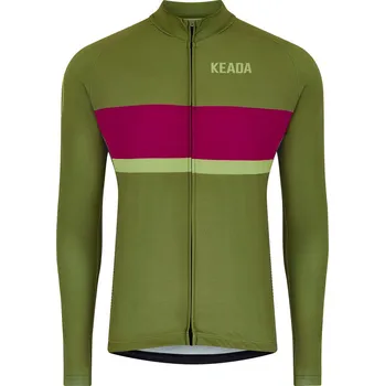 KEADA SPORTS Dámský cyklistický dres s dlouhým rukávem M ZELENÁ|ČERVENÁ