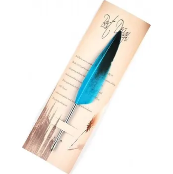 Kaligrafické pero, ve tvaru PÍRKA, MODRÉ S ČERNÝM, 27x9 cm, 1 kus