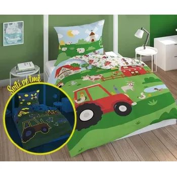 Povlečení Svítící povlečení FARMIČKA TRAKTOR – oboustranné, 100% bavlna 140×200 / 70×80 cm (NOVINKA 2025)