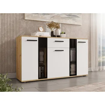 Komoda Fiesta, Barva: dub artisan + bílá, Osvětlení: bez osvětlení MIRJAN 5902928363135