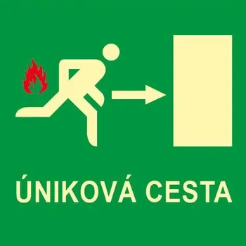 Značení Značka fotoluminiscenční - Úniková cesta vpravo, Plast 21 x 21 cm