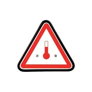 Bezp. trojúhelník pro přepravu zahř. látek - značka na plechu ( 25 x 25 x 25 cm )