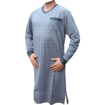 Pánská noční košile xcena Noční košile pánská dlouhý rukáv s kapsičkou Velikost: XXXL