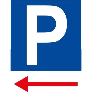 Značka Parkoviště se šipkou vlevo, plast A3