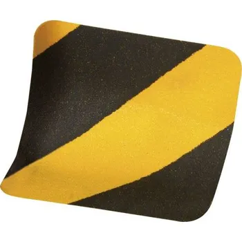 parkovací zábrana Protiskluzové samolepící obklady 14 x 14 cm, černo-žluté, jemné brusné zrno, balení 10 ks