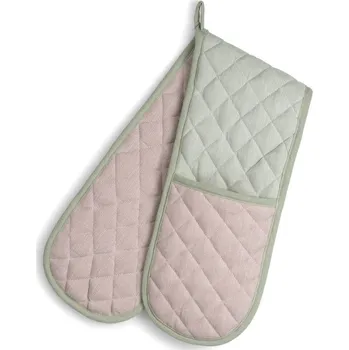 KELA Chňapka rukavice dvojitá Tia 100% bavlna nugát/zelená 90x18 cm KL-12723