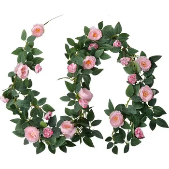 umělá květina Dekorace umělá girlanda růžová růže - 14*14*180 cm