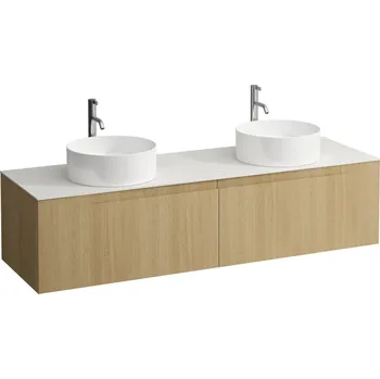 Nábytek LAUFEN ARUN - zásuvkový element 1600, se 2 zásuvkami, s výřezem vlevo a vpravo, s vrchní deskou Ardesia Bianca vč. otvoru pro baterii, H4141491512501