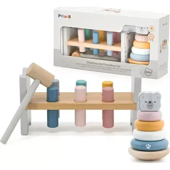 zatloukačka Viga Dřevěná zatloukačka a pyramida-lední medvěd