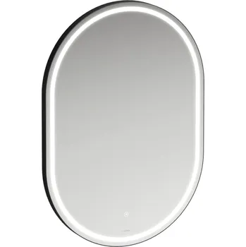 Zrcadlo LAUFEN BASE 2.0 - zrcadlo, ovál, 600 s ambientním LED osvětlením, 1 dotykový senzor (vypínač / změna teploty barev 3000–6000 K), hliníkový rám černý matný, IP44, H4443951084501