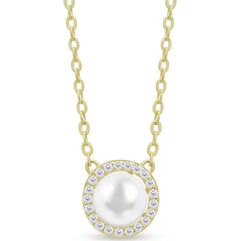 Řetízek Stříbrný řetízek s přívěskem perly- pozlacený 2409