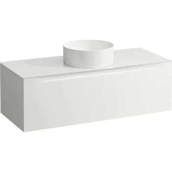 Koupelnový nábytek LAUFEN ARUN - zásuvkový element 1200, s jednou zásuvkou, s výřezem uprostřed, se skleněnou vrchní deskou, H4181211519991