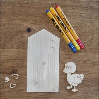 kreativní sada Dřevěný domeček a kačenka - polotovar k dotvoření