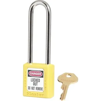 Visací zámek Bezpečnostní visací zámek - systém generálního klíče, prodloužený oblouk - žlutý