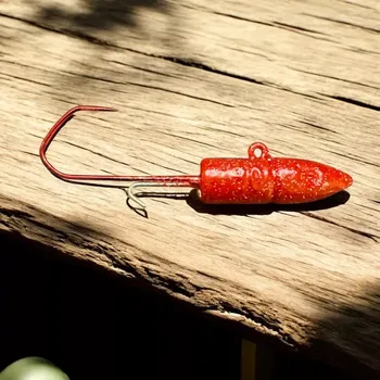 Rybářský háček JIGOVÁ HLAVIČKA TORPEDO ČERVENÁ 30G-VMC 4/0 -5KS