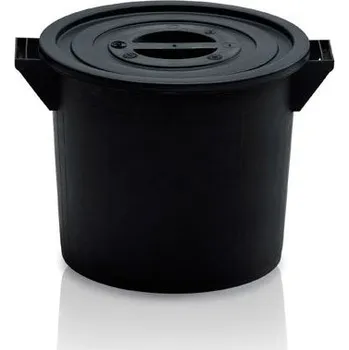 Zednická nádoba Plastová kónická nádoba s víkem, 35 l Černá