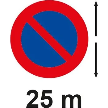 Značení Plastová cedule A4 - 3 mm - Zákaz stání všech vozidel s šipkami a oznámením 25 m