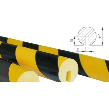parkovací zábrana Ochranná a výstražná hrana, černo-žlutá (∅ 4 x 100 cm), profil 2