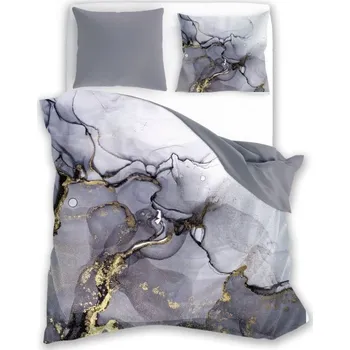 Povlečení Faro Minerál satén šedé 140 x 200, 70 x 90 cm zipový uzávěr