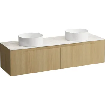 Koupelnový nábytek LAUFEN ARUN - zásuvkový element 1600, se 2 zásuvkami, s výřezem vlevo a vpravo, s vrchní deskou Botticino Crema, H4171441512501