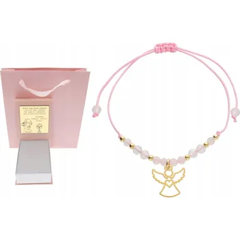 Náramek Náramek s andílkem, přírodní kameny – SVATÉ PŘIJÍMÁNÍ, KŘEST, PRVNÍ NAROZENINY, stříbro 925