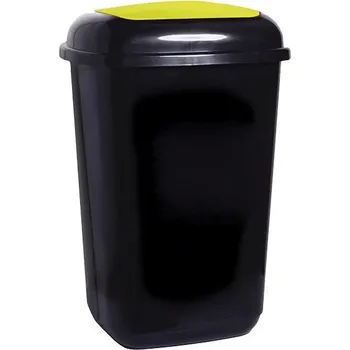 Odpadkový koš Plastový odpadkový koš QUATRO se zeleným víkem, 28 litrů