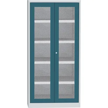 Skříňka na nářadí Skříň na chemikálie, drátěné dveře, 195 x 95 x 50 cm, modrošedá RAL 7031