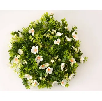 umělá květina Květinový věneček prům. 26 cm - BÍLÝ