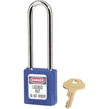 Visací zámek Bezpečnostní visací zámek - systém hlavního klíče, prodloužený oblouk - modrý