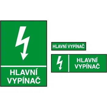 Informační tabulka Hlavní vypínač, Fólie 9 x 3,2 cm, aršík 18 ks