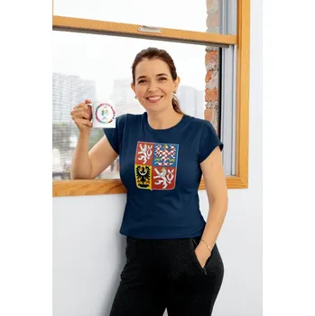 Dámské tričko FansArena Dámské tričko Czech National Emblem 2025 Navy Velikost: L