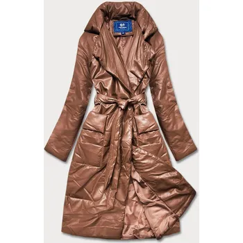 Hnědá oversize bunda z ekologické kůže (AG1-J9080) odstíny hnědé XL (42)