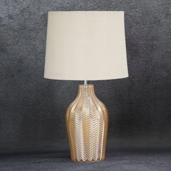 Lampička NOČNÍ LAMPA DO LOŽNICE DEKORATIVNÍ STOLNÍ LAMPA GAVIN BÉŽOVÁ 34X34X59