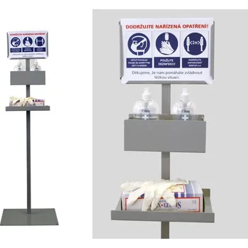 Korekční prostředek Kovový stojan na dezinfekci a rukavice