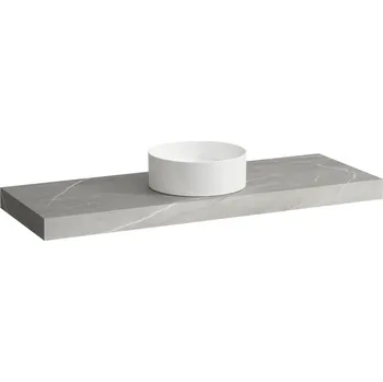 Deska pod umyvadlo LAUFEN ARUN - umyvadlová deska 1400, s výřezem uprostřed, tloušťka 80 mm, včetně 3 nástěnných držáků, H4191311517701