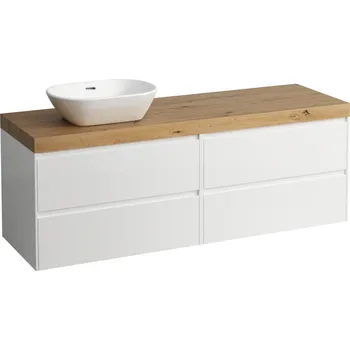 Koupelnový nábytek LAUFEN LANI - modulární sestava 1600, umyvadlová deska 65 mm (.267 divoký dub), s výřezem vlevo, se 4 zásuvkami: zásuvkový element 800 pravý + zásuvkový element 800 levý, H4065921122601