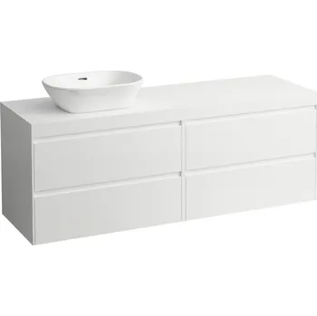 Nábytek LAUFEN LANI - modulární sestava 1600, umyvadlová deska 65 mm (.260 bílá mat), s výřezem vlevo, se 4 zásuvkami: zásuvkový element 800 pravý + zásuvkový element 800 levý, H4045921122601