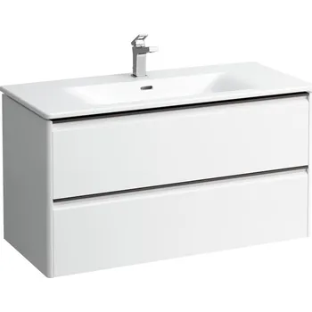 Koupelnový nábytek LAUFEN PALACE - umyvadlo slim se skříňkou 100 cm, se 2 zásuvkami, vč. dělícího systému do zásuvek. Lze instalovat standardní nebo prostorově úsporný sifon H894250, s držákem z eloxovaného hliníku (H8617072601041)