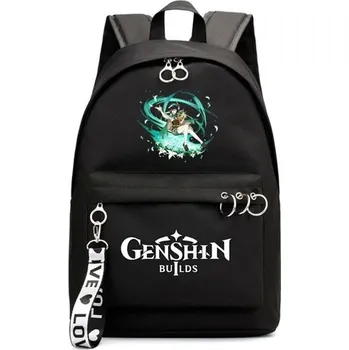 Městský batoh Dívčí batoh s kroužky nápisy GENSHIN Love Zelený 18L Lifestyle 97k-cube