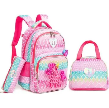 Dětský batoh Jasmine Dívčí školní batoh set 3v1 Unicorn Popit Růžový 24L DANIVIVI D2474