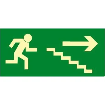 Únikové schodiště vpravo dolů, plast 30,0 x 15,0 cm