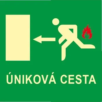 Značení Značka fotoluminiscenční - Úniková cesta vlevo, Plast 21 x 21 cm