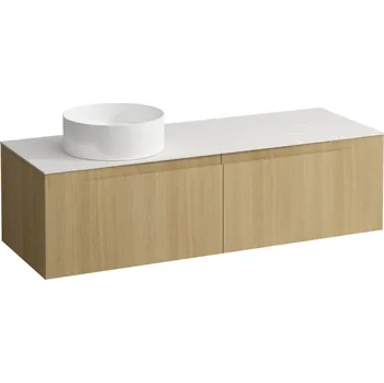 Nábytek LAUFEN ARUN - zásuvkový element 1400, se 2 zásuvkami, s výřezem vlevo, s vrchní deskou Ardesia Bianca, H4141321512501