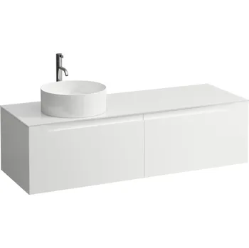 Nábytek LAUFEN ARUN - zásuvkový element 1400, se 2 zásuvkami, s výřezem vlevo, se skleněnou vrchní deskou vč. otvoru pro baterii, H4181361519991