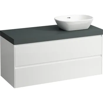 Koupelnový nábytek LAUFEN LANI - modulární sestava 1200, umyvadlová deska 65 mm (.266 šedá traffic), s výřezem vpravo, se 2 zásuvkami, H4055731122601