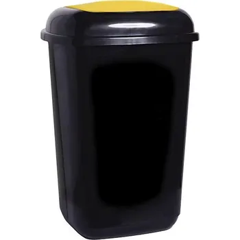 Skladový kontejner Plastový odpadkový koš QUATRO se žlutým víkem, 12 litrů